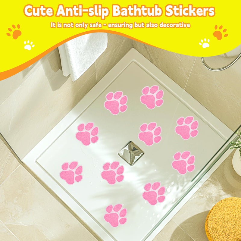 Secopad Non-Slip Bathtub Stickers  20 PCS Large Safety Bathroom Tubs Showers Treads Adhesive Decals with Scraper (Pink) - Image 3